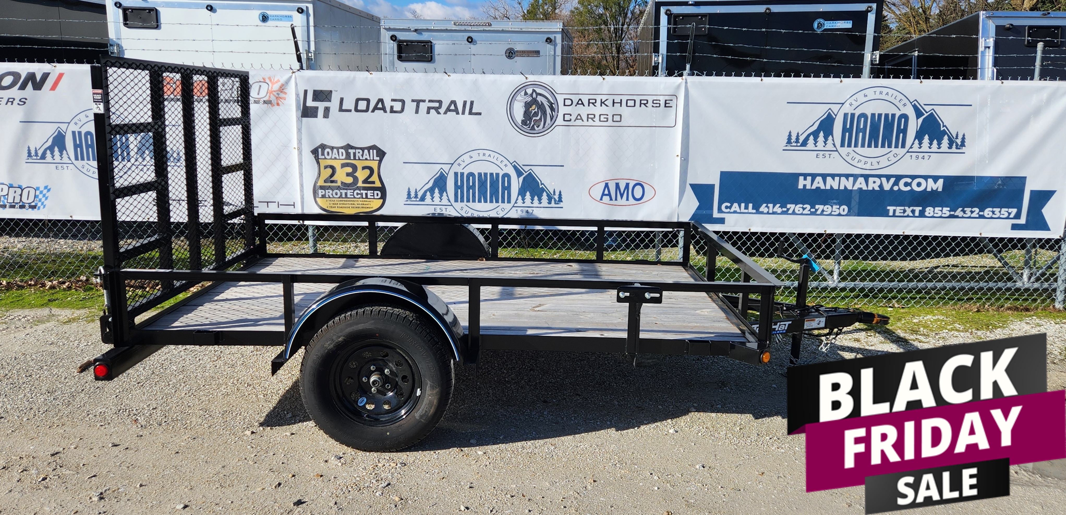 Top Hat 77 X 10 Steel Single Axle Utility Trailer with Ramp Gate,  12" High Side Rails